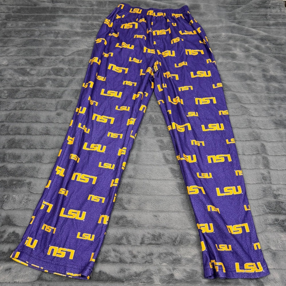 Gen 2 LSU Tigers Kids Pajama Pants Purple Yellow Logo Print Size L 14/16 NCAA